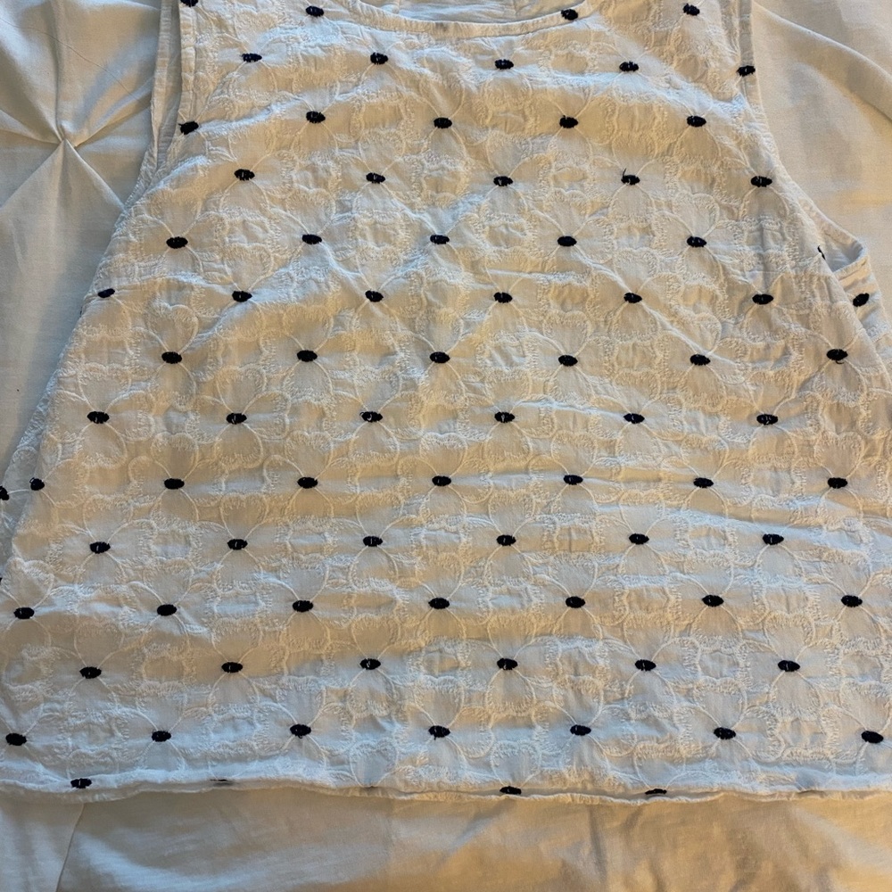 Talbots white and navy daisy shirt XL